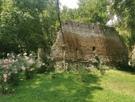 Ruins of a medieval castle in the village of Melnik, Croatiaの写真素材