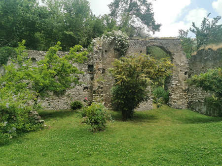 Ruins of a medieval castle in the village of Sainte Anne, Franceの写真素材