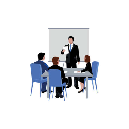 Discussion and brainstorming in team concept illustrationのイラスト素材