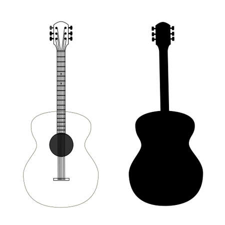 guitar isolated on black vector, editableのイラスト素材