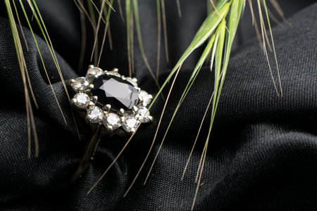 black  background with jewelryの写真素材