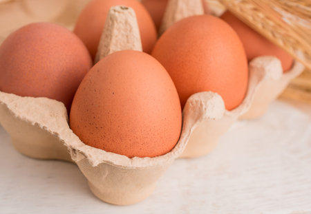 Farm-Fresh Brown Eggs in a Paper Carton