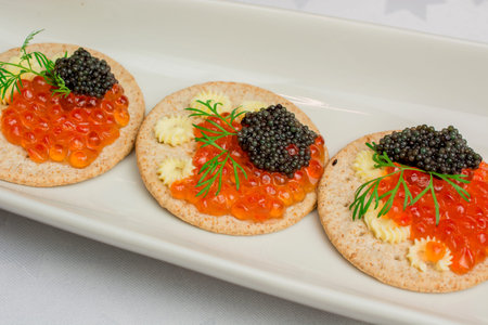 party food ,canape with red caviorの写真素材