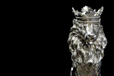 lion statue on blackの写真素材