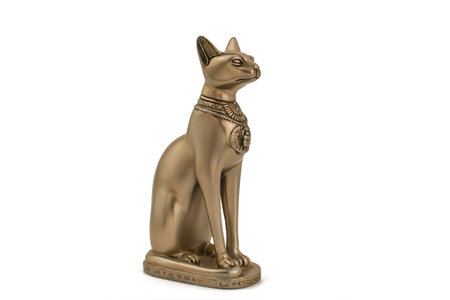 Bronze egypt cat statue isolated over whiteの写真素材