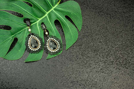 black  sexy background with jewelleryの写真素材