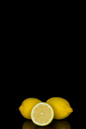 Still life, lemon  on black backgroundの写真素材