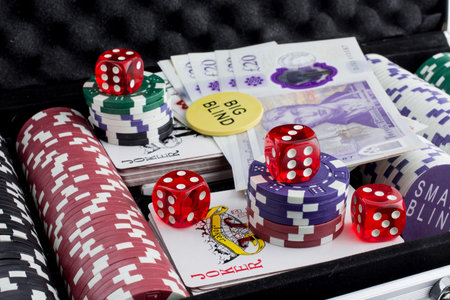 Stacks of poker chips as a background, Colourful casino