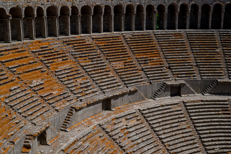 Ancient Roman amphitheater in Colosseum, Rome, Italyの写真素材