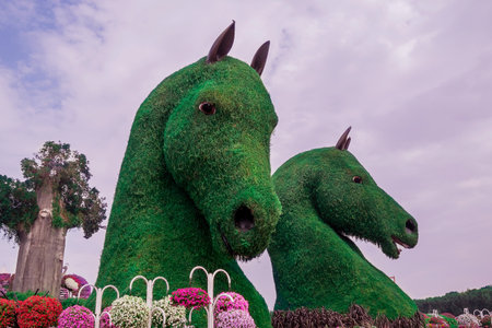 Horse statue in the garden at Chiang Rai, Thailand.の写真素材
