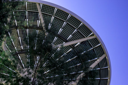 Solar panels, photovoltaic modules for renewable electric production.の写真素材