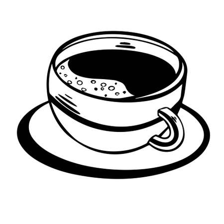 Coffee sketch vector hand drawn illustration. Isolated coffee line illustration on white background.のイラスト素材