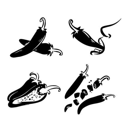 Hot chilli pepper vector set isolated on white background. design for the company.のイラスト素材