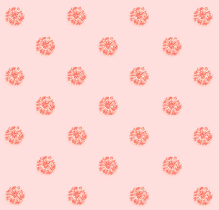 Seamless pattern with beautiful gentle flowers on pastel pink background. Trendy Living Coral...
