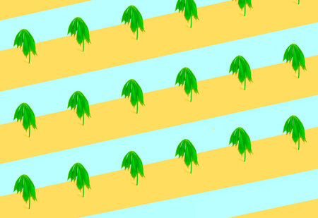 Seamless tropical green leaves in the shape of palm tree. Trendy minimal nature summer concept.