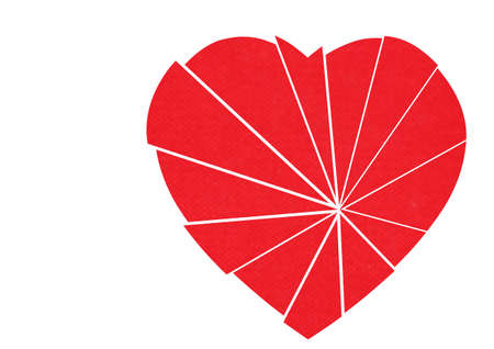 Shattered red heart in pieces - needs repairの写真素材