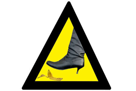 Warning - banana skinの写真素材