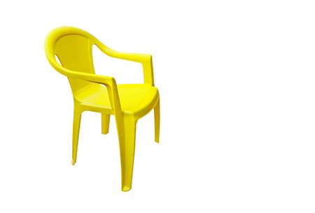  Bright yellow plastic chair - isolatedの写真素材