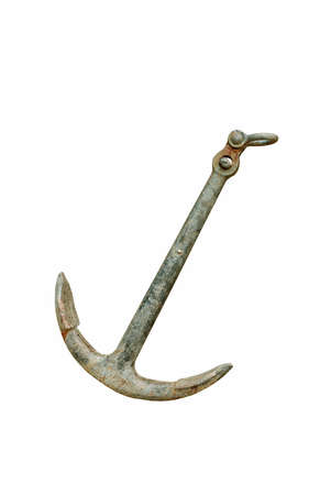 Big old ship's anchor - isolated on whiet.の写真素材