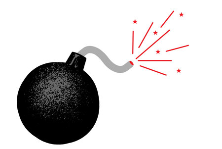 Cartoon style time bomb - for a problem ready to explode...の写真素材