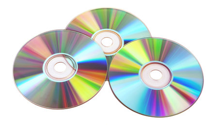CDs and DVDs - computer discs - isolated on white