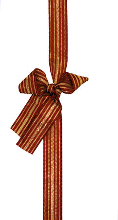 Maroon and gold textile bow - isolated の写真素材