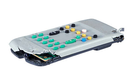 Puppy training problem - chewed TV remote control, isolatedの写真素材