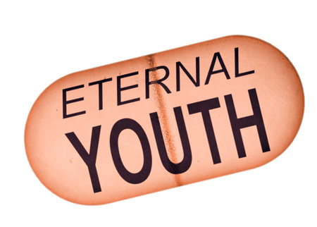 Eternal youth pill isolated over white