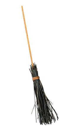 Halloween style besom, twig broom - isolatedの写真素材