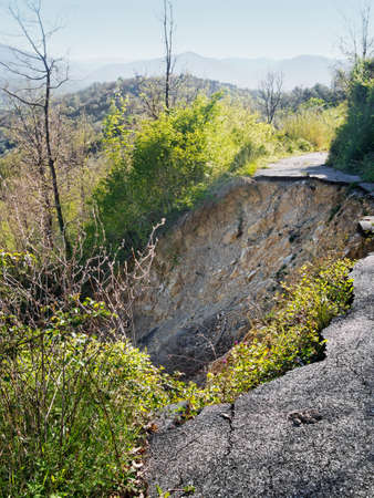 Landslide - road gone   Lunigiana, Italy  2014 の写真素材