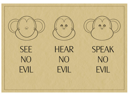 Popular saying. See no evil etc. Three Wise monkeys.
