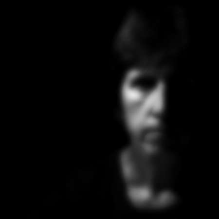 Mysterious blurry face monochrome. Filtered image.の写真素材