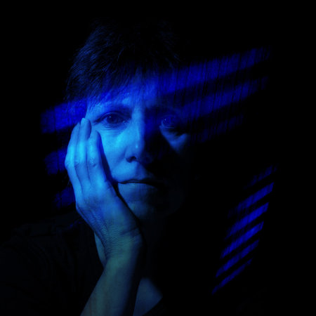 Shady lady feeling blue.
