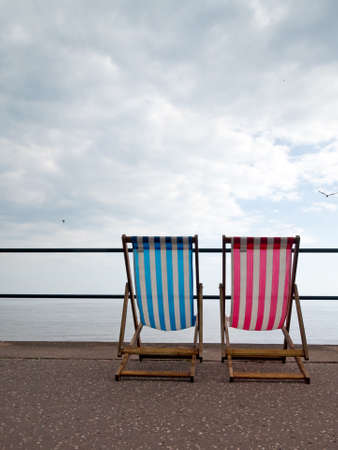 Deckchairs. Sidmouth, Devon, UK, summer 2015.の写真素材