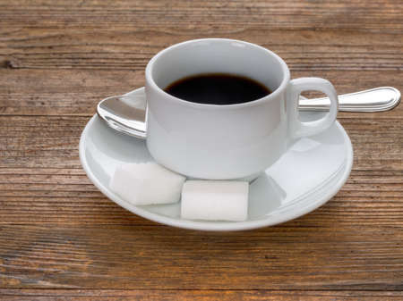 Espresso coffee. White cup, saucer.の写真素材