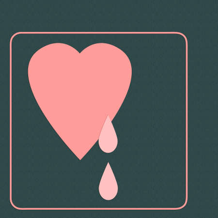 Broken heart with tears. Flat desgn.の写真素材
