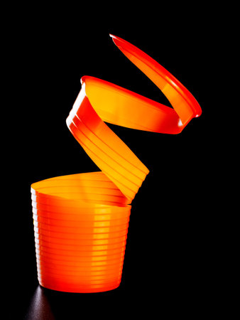 Back lit plastic cup. Like orange peel!の写真素材