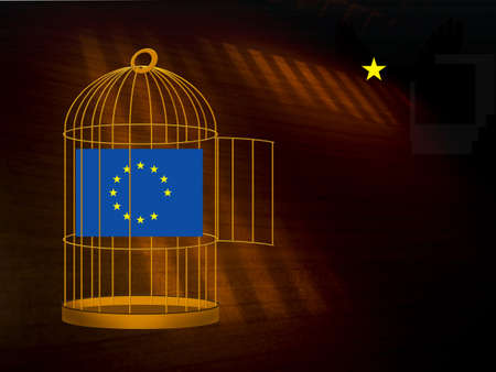 Star choosing to leave gilded cage. EU exit, brexit.の写真素材