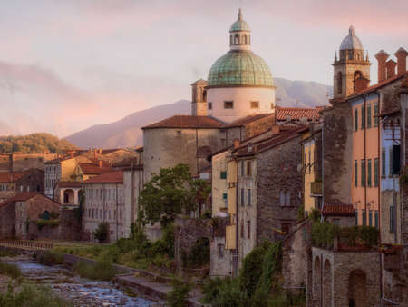 Pontremoli sunset. Lunigiana area. North Tuscany.の写真素材