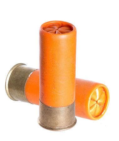 Unused shotgun cartridges isolated onwhite.