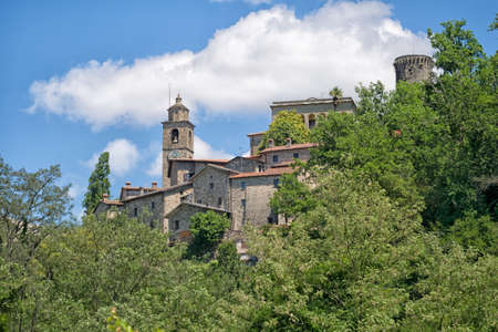 Town of Bagnone view. On Via Francigena pilgrim route. Italy.のeditorial素材