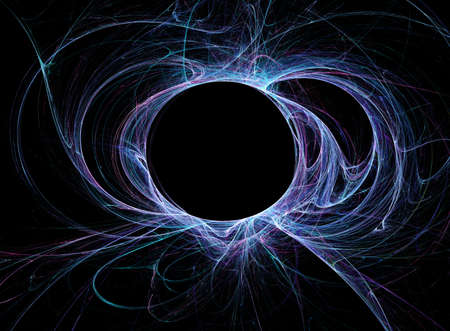 Fractal design. Black hole with energy fieldsの写真素材