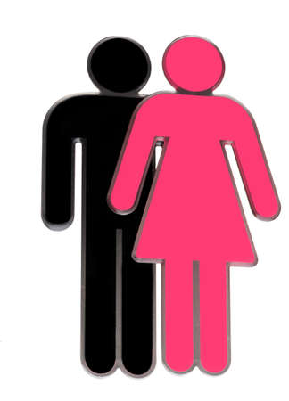 Male and female character people symbols. Pink and black isolated on white. Gender etc.の写真素材