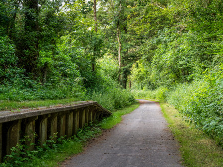 Watergate Halt, platform on disused railway line, Devon, England.