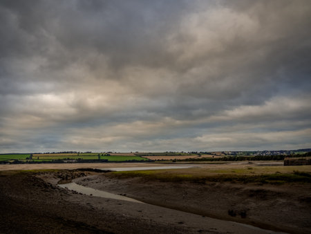 Gloomy evening view from Fremington Quay over River Taw in North Devon, England.