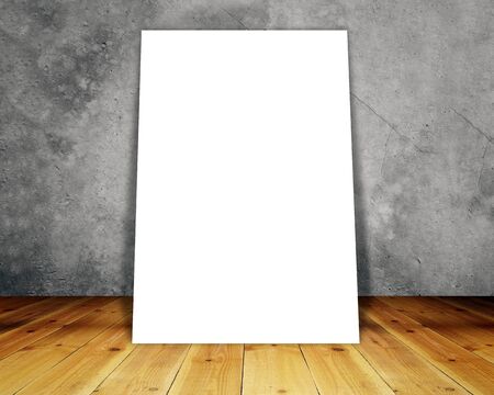 Big blank banner on grey wall backgroundの写真素材