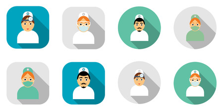Doctors modern design icons with long shadows 8 piecesのイラスト素材
