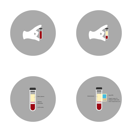 blood in test tubes icons modern flat designのイラスト素材