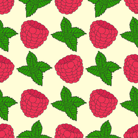 Seamless background with raspberry and mint. Modern designのイラスト素材