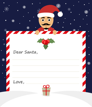 Letter merry christmas illustration on blue background. Dear santa claus. Modern lat design.のイラスト素材
